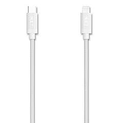 NXT Technologies Braided Apple Lightning Cable to USB-C Cable, 6 ft, White (24411020)