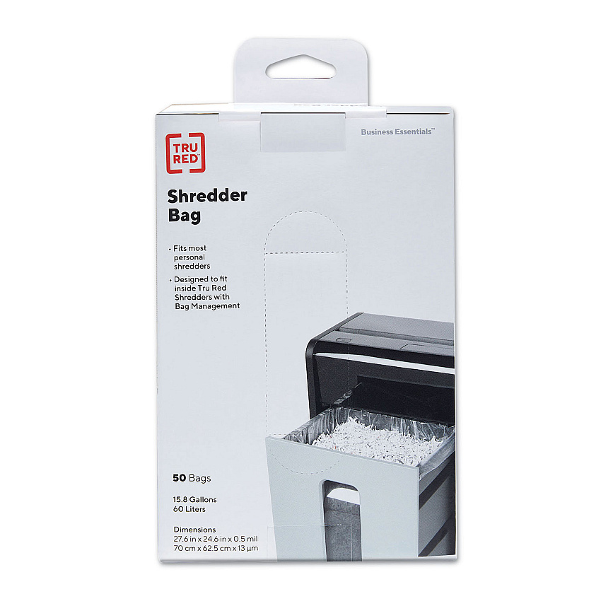 TRU RED Shredder Bags, 15.8 gal Capacity, 50/Box (424154)