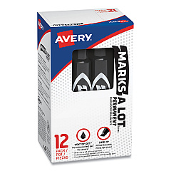 Avery MARKS A LOT Regular Desk-Style Permanent Marker, Broad Chisel Tip, Black, Dozen (7888) (07888)