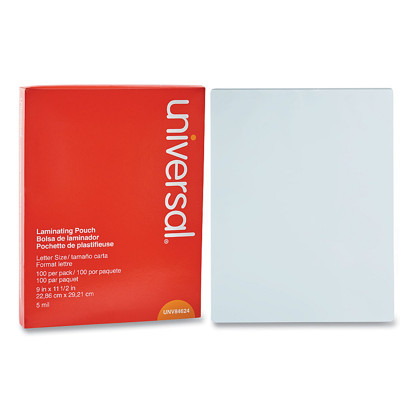 Universal Laminating Pouches, 5 mil, 9" x 11.5", Matte Clear, 100/Pack (UNV84624)