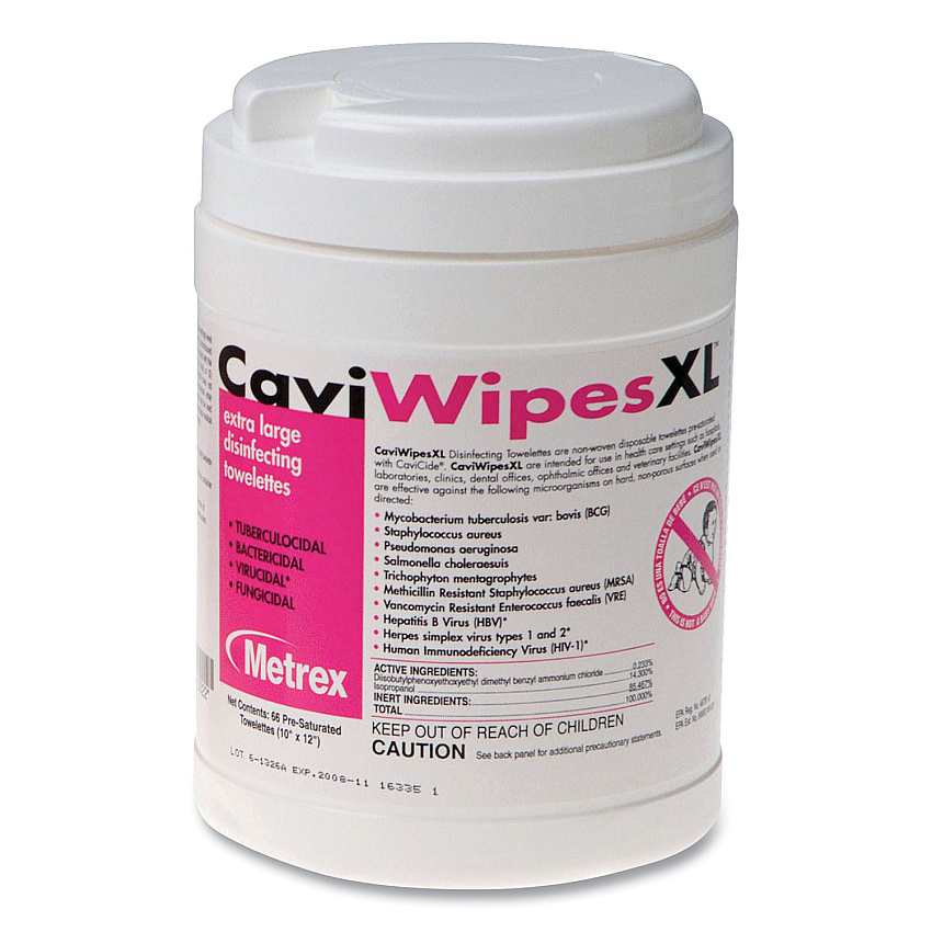 CaviWipes XL Disinfecting Towelettes, 10 x 12, Fragrance Free, 66 Wipes/Canister (MACW078150)