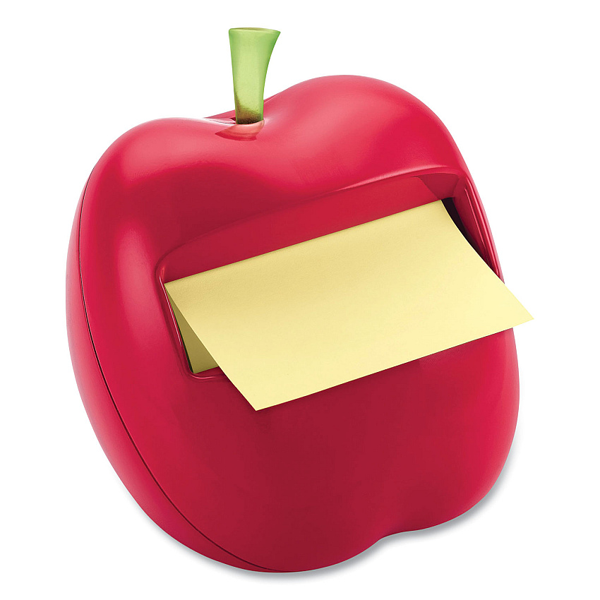 Post-it Pop-up Notes Apple-Shaped Dispenser, For 3 x 3 Pads, Red, Includes 50-Sheet Canary Yellow Pop-Up Pad (APL330)