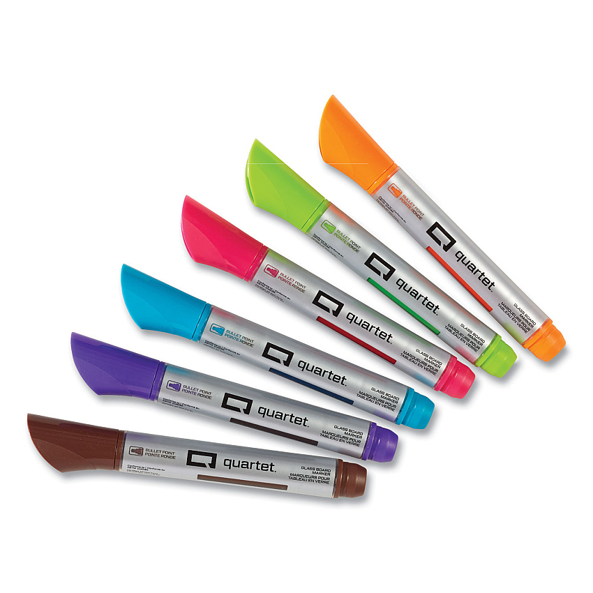 Quartet Premium Glass Board Dry Erase Marker, Medium Bullet Tip, Assorted Colors, 6/Pack (79556)