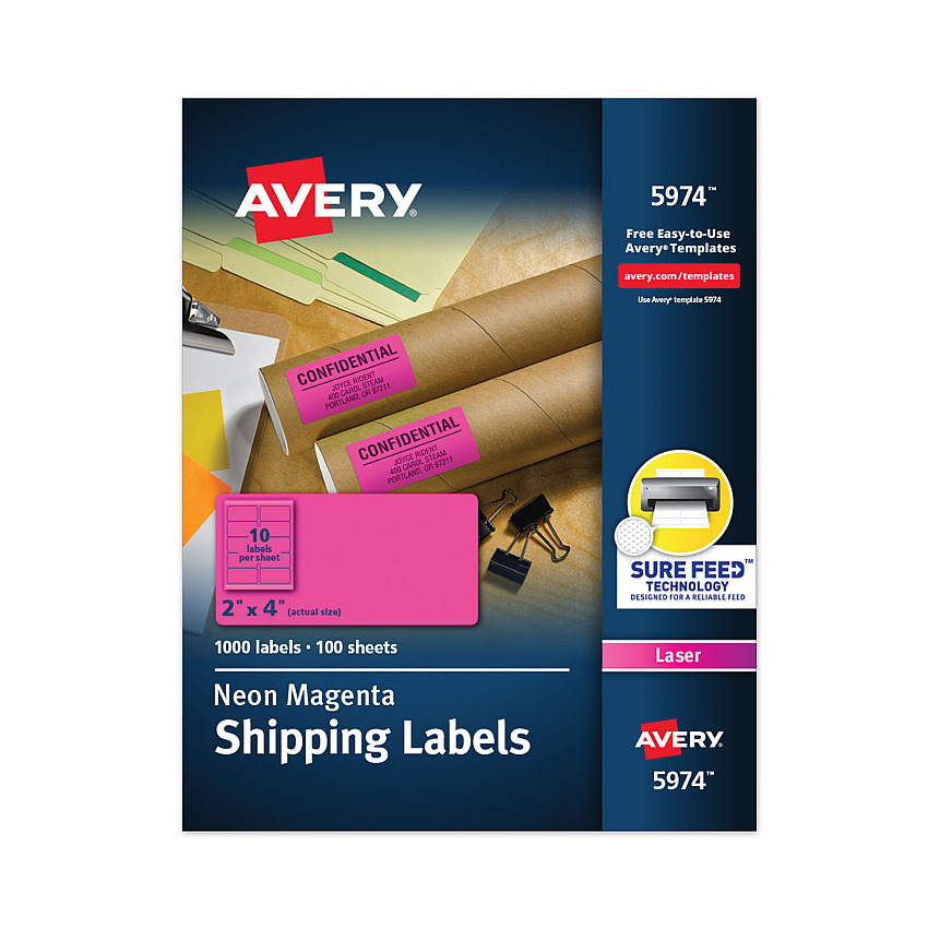 Avery 5974 Neon Shipping Labels