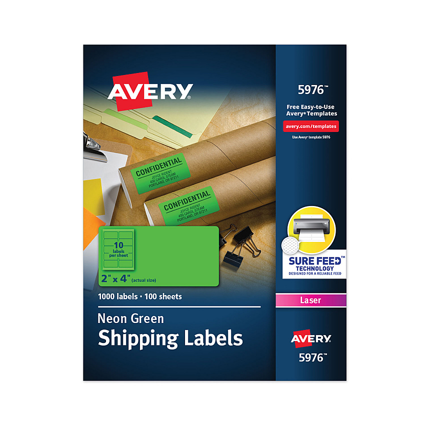 Avery 5976 Neon Shipping Labels
