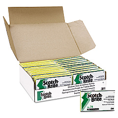 Scotch-Brite PROFESSIONAL Medium-Duty Scrubbing Sponge, 3.6 x 6.1, 0.7" Thick, Yellow/Green, 20/Carton (74)