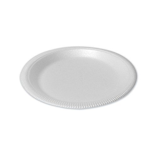 Plastifar Foam Dinnerware, 9" dia, Poly Bag, White, 125/Sleeve, 4 Sleeves/Bag, 1 Bag/Pack (12040)