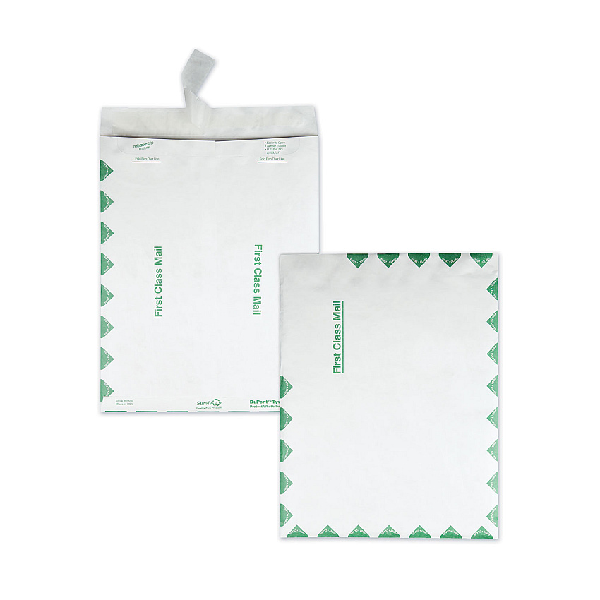 Survivor Catalog Mailers, Lightweight Tyvek, #13 1/2, Square Flap, Redi-Strip Closure, 10 x 13, White, 100/Box (R1590)
