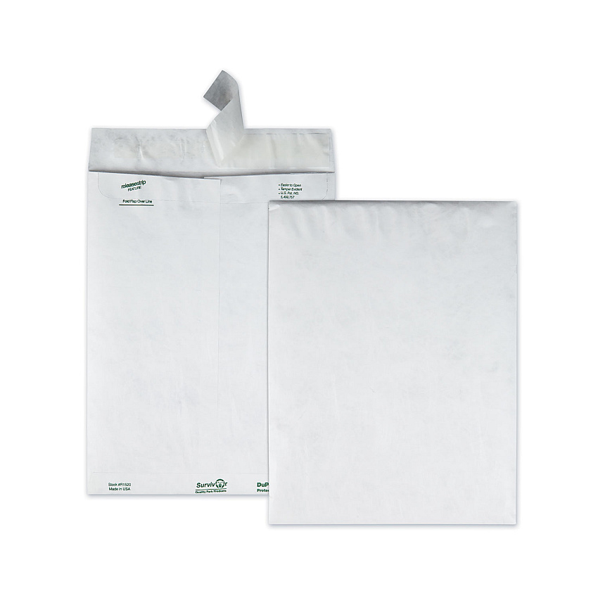 Survivor Catalog Mailers, Lightweight Tyvek, #12 1/2, Square Flap, Redi-Strip Closure, 9.5 x 12.5, White, 100/Box (R1520)