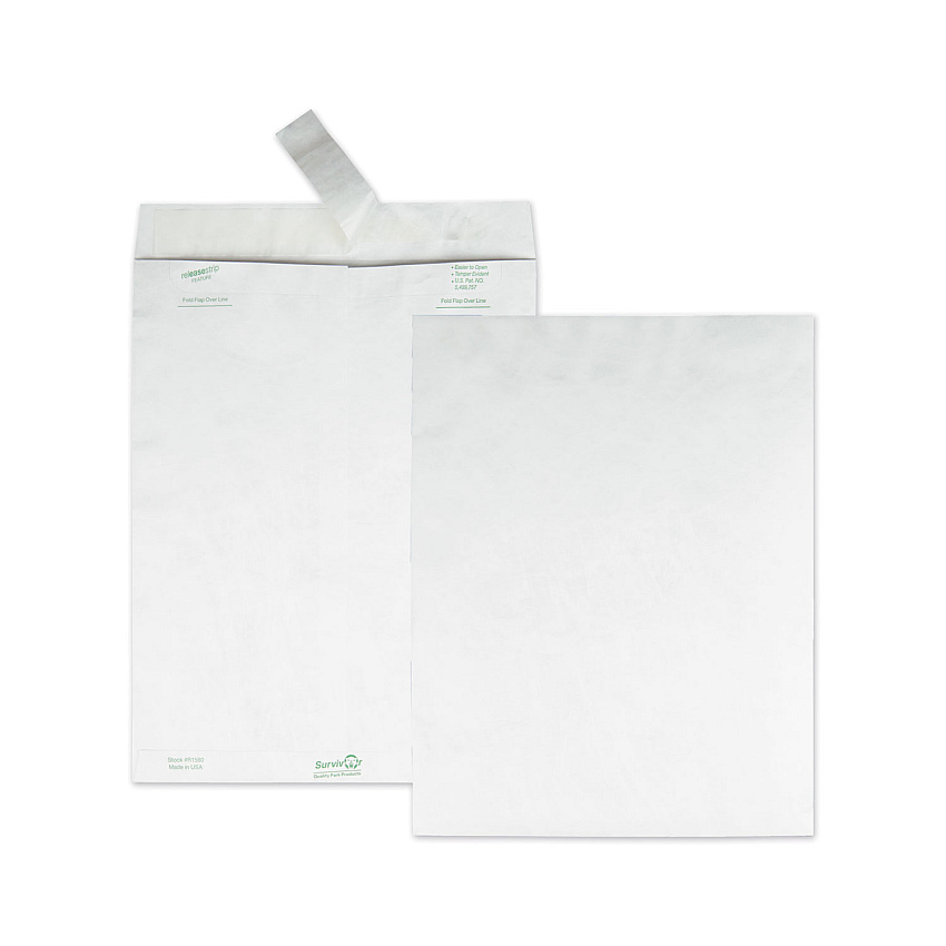 Survivor Catalog Mailers, Lightweight Tyvek, #13 1/2, Square Flap, Redi-Strip Closure, 10 x 13, White, 100/Box (R1580)