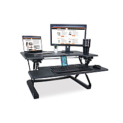 Victor High Rise Height Adjustable Standing Desk with Keyboard Tray, 36" x 31.25" x 5.25" to 20", Gray/Black (DCX760G)