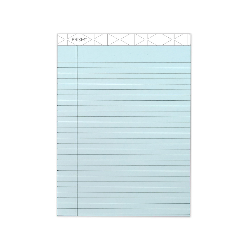 TOPS Prism + Colored Writing Pads, Wide/Legal Rule, 50 Pastel Blue 8.5 x 11.75 Sheets, 12/Pack (63120)