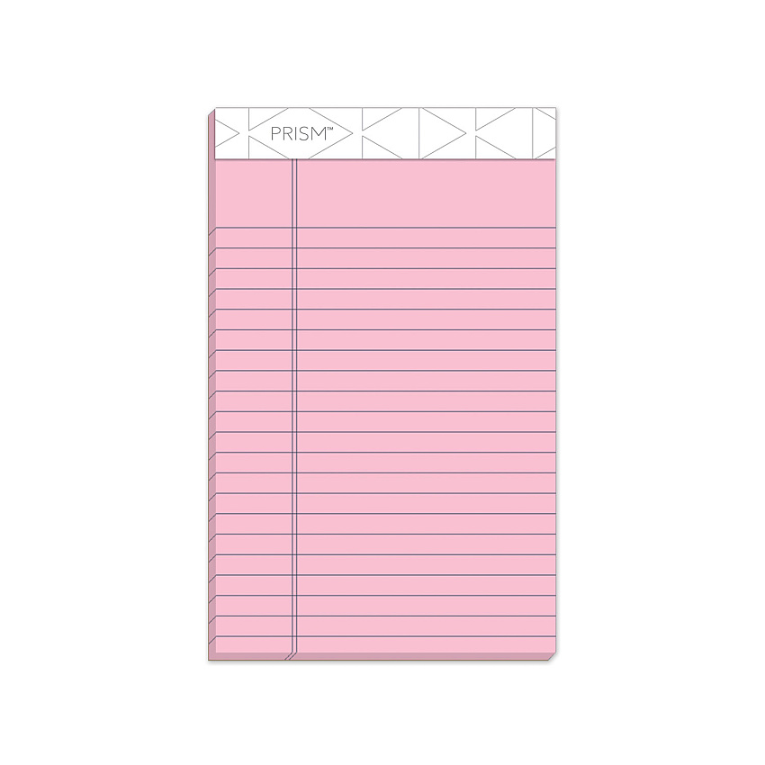 TOPS Prism + Colored Writing Pads, Narrow Rule, 50 Pastel Pink 5 x 8 Sheets, 12/Pack (63050)