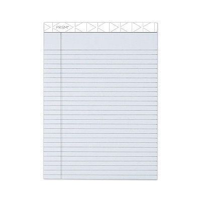 TOPS Prism + Colored Writing Pads, Wide/Legal Rule, 50 Pastel Gray 8.5 x 11.75 Sheets, 12/Pack (63160)