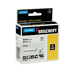 AbilityOne 7530016871405 Dymo/SKILCRAFT Industrial Rhino Thermal Vinyl Label Tape Cassettes, 0.75" x 18 ft, Black on White