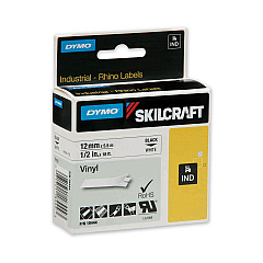 AbilityOne 7530016871404 Dymo/SKILCRAFT Industrial Rhino Thermal Vinyl Label Tape Cassettes, 0.5" x 18 ft, Black on White