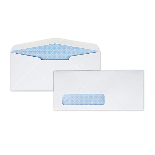 Quality Park Window Envelope, #10, Bankers Flap, Gummed Closure, 4.13 x 9.5, White, 500/Box (21412)
