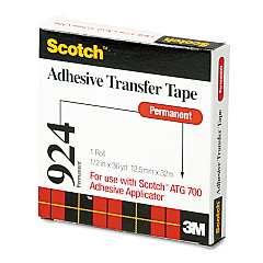 Scotch ATG Adhesive Transfer Tape, Permanent, Holds Up to 0.5 lbs, 0.5" x 36 yds, Clear (92412)