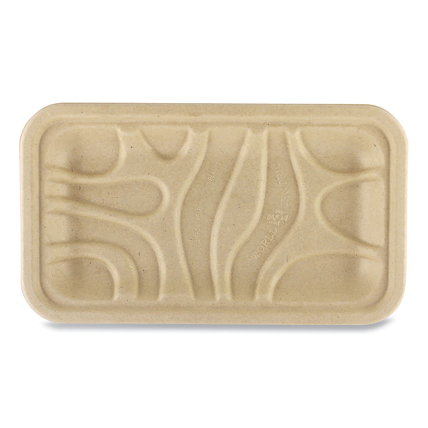World Centric Fiber Trays, 1-Compartment, 8.3 x 4.9 x 0.7, Natural, 500/Carton (TRSC17S)
