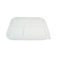 World Centric PLA Lids for Fiber Bento Box Containers, Five Compartments, 12.1 x 9.8 x 0.8, Clear, 300/Carton (TRLCSBB)