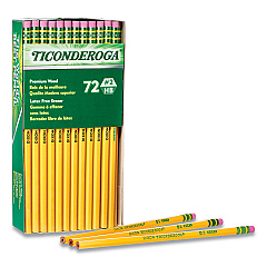 Ticonderoga Pencils, HB (#2), Black Lead, Yellow Barrel, 72/Pack (33904)