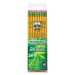 Ticonderoga Pencils, HB (#2), Black Lead, Yellow Barrel, 24/Pack (13924)
