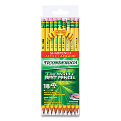 Ticonderoga Pre-Sharpened Pencil, HB (#2), Black Lead, Yellow Barrel, 18/Pack (13818)