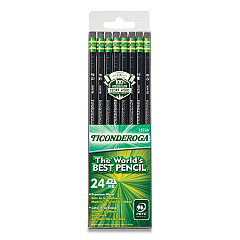 Ticonderoga Pencils, HB (#2), Black Lead, Black Barrel, 24/Pack (13926)