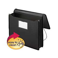 Smead Poly Premium Wallets, 5.25" Expansion, 1 Section, Elastic Cord Closure, Letter Size, Black (71500)