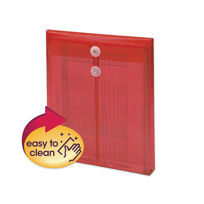 Smead Poly Interoffice Envelopes, End Load (Vertical), String and Button Closure, 9.75 x 11.63, Transparent Red, 5/Pack (89547)