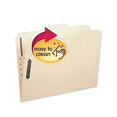 Smead Poly Top Tab Fastener Folders, 2 Fasteners, Letter Size, Manila Exterior, 24/Box (10545)