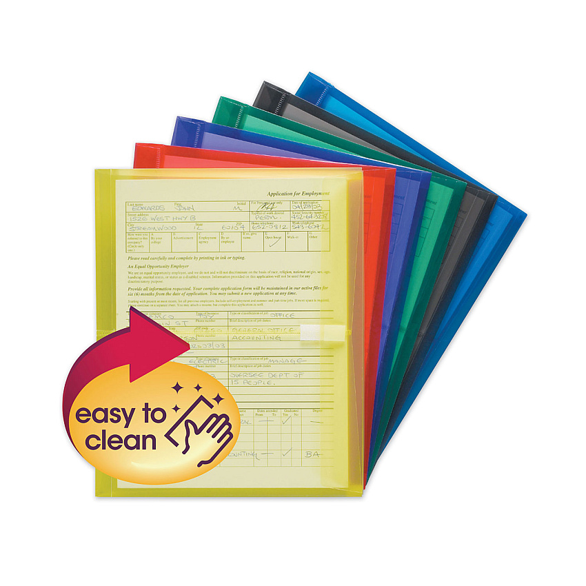 Smead Poly Side-Load Envelopes, Fold Flap Closure, 9.75 x 11.63, Assorted, 6/Pack (89669)