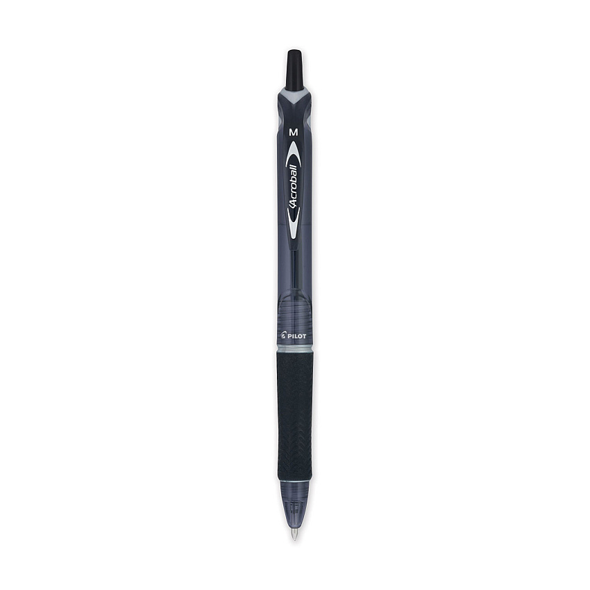 Pilot Acroball Colors Advanced Ink Ballpoint Pen, Retractable, Medium 1 mm, Black Ink, Black Barrel, Dozen (31810)