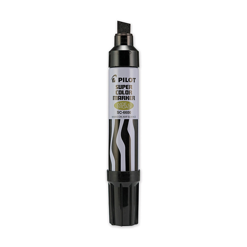 Pilot Super Color Refillable Permanent Marker, Extra-Broad Chisel Tip, Black (43100BLK)