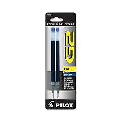 Refill for Pilot G2 Gel Ink Pens, Bold Conical Tip, Blue Ink, 2/Pack (77290PK)