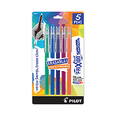 Pilot FriXion ColorSticks Erasable Gel Pen, Stick, Fine 0.7 mm, Assorted Ink and Barrel Colors, 5/Pack (32443)