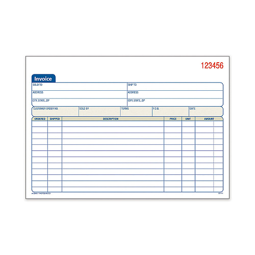 Adams Two-Part Invoice Book, Two-Part Carbonless, 5.56 x 8.44, 1/Page, 50 Forms (DC5840)