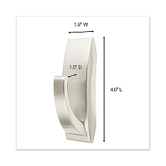 Command Bath Hook, Large, Metal, Satin Nickel, 5 lb Capacity, 1 Hook and 2 Strips (70005080679)