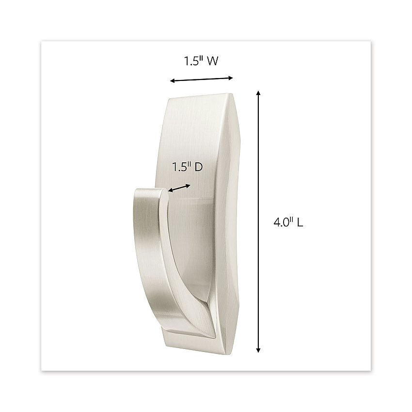 Command Bath Hook, Large, Metal, Satin Nickel, 5 lb Capacity, 1 Hook and 2 Strips (70005080679)