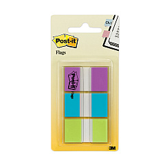 Post-it Flags 0.94" Wide Flags with Dispenser, Bright Blue, Bright Green, Purple, 60 Flags (70071493244)