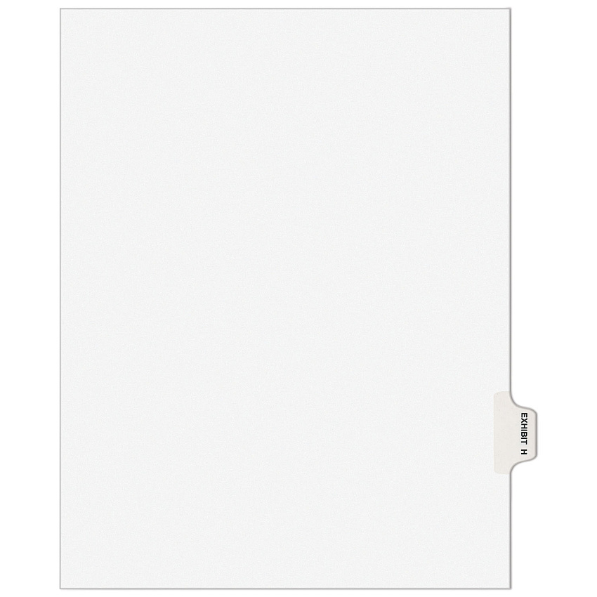 Avery-Style Preprinted Legal Side Tab Divider, Exhibit H, Letter, White, 25/Pack, (1378) (01378)