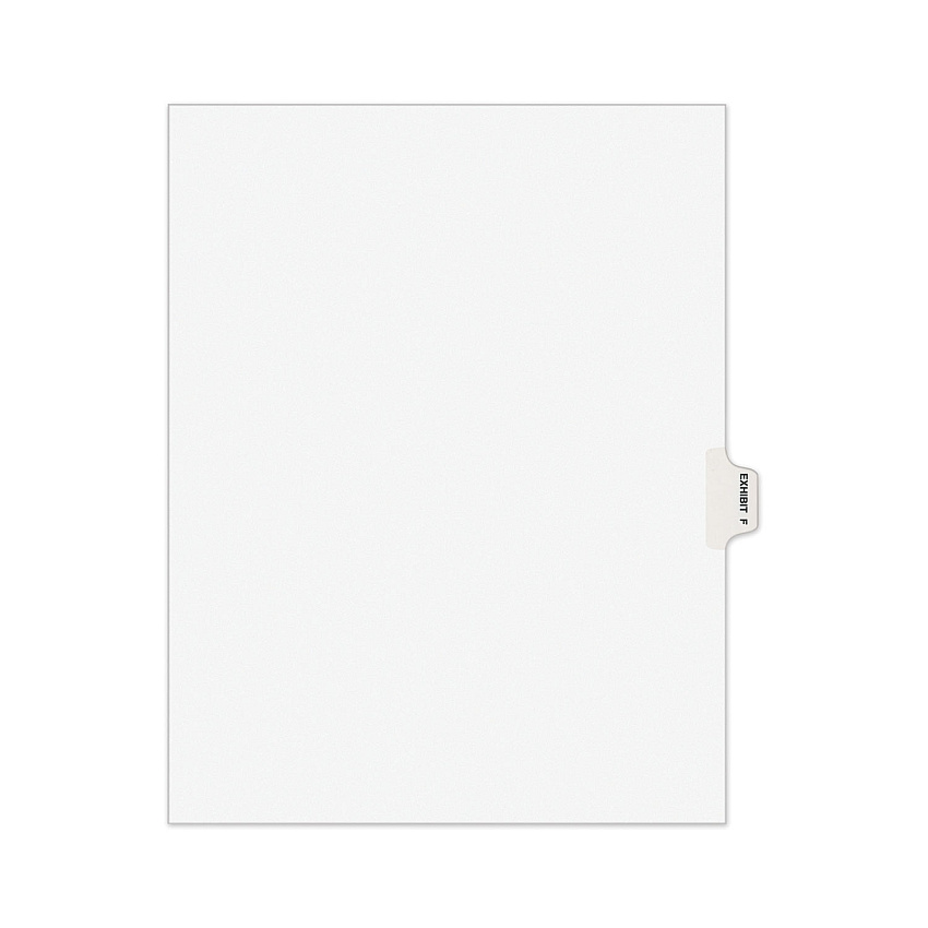 Avery-Style Preprinted Legal Side Tab Divider, Exhibit F, Letter, White, 25/Pack, (1376) (01376)