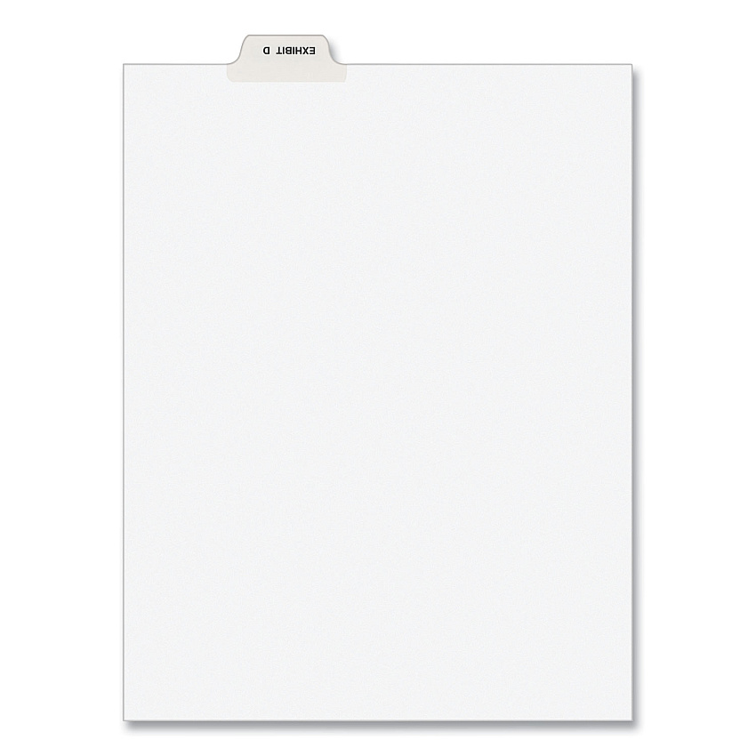 Avery-Style Preprinted Legal Bottom Tab Divider, Exhibit D, Letter, White, 25/PK (11943)