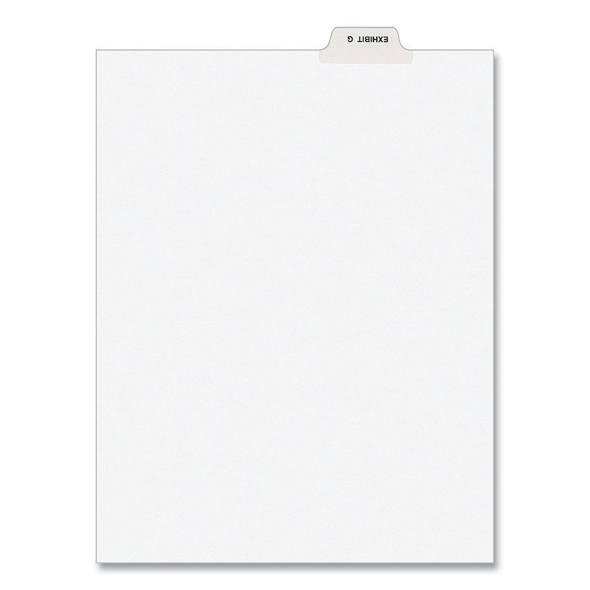 Avery-Style Preprinted Legal Bottom Tab Divider, Exhibit G, Letter, White, 25/PK (11946)