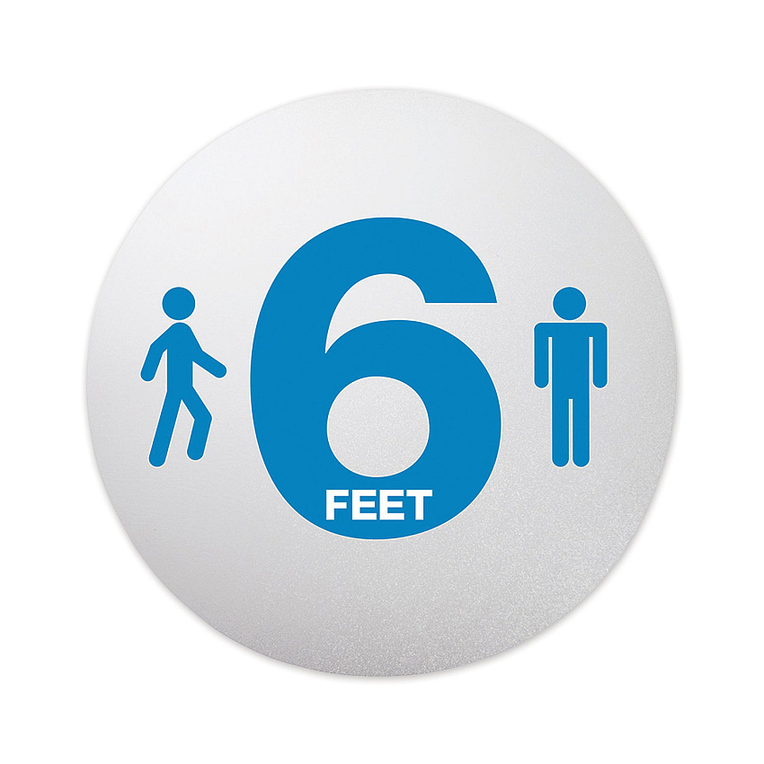 Deflecto Personal Spacing Discs, 6 Feet Apart, 20" dia, Clear/Medium Blue, 50/Carton (PSDD20SIX50)