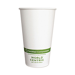 World Centric Paper Hot Cups, 16 oz, White, 1,000/Carton (CUPA16)