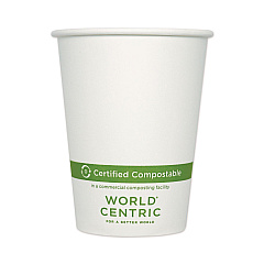 World Centric Paper Hot Cups, 12 oz, White, 1,000/Carton (CUPA12)
