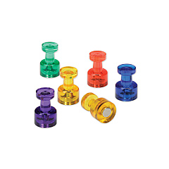AbilityOne 7510016875678 SKILCRAFT Magnetic Pushpins, Assorted, 0.38" dia x 0.5"h, 6/Pack