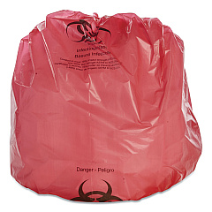 AbilityOne 8105015173664, SKILCRAFT Biohazard and Healthcare Can Liners, 55 gal, 3 mil, 37" x 50", Red, 37/Box