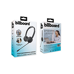 billboard Telecom Headset, Binaural, Over the Head/Behind the Head, Black (BB2948)